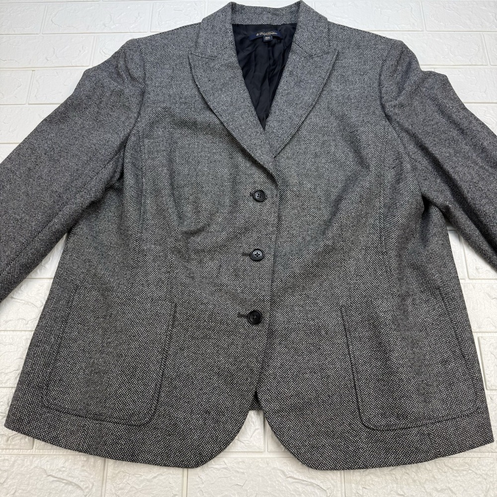 Brooks Brothers Loro Piana Zelander Merino Wool Glen Plaid Blazer Gray 18W